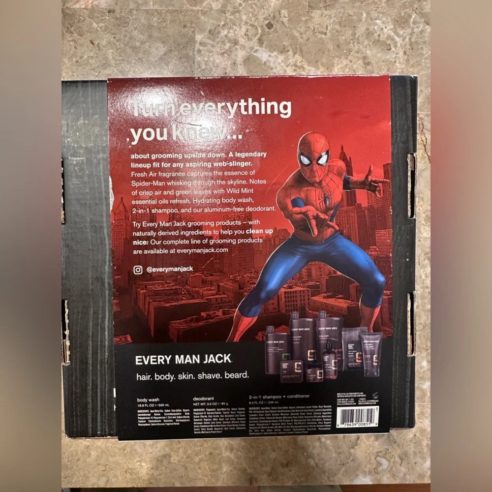 Spider Man Marvel EVERY MAN JACK Ltd Ed Body Wash Deodorant Shampoo Set New